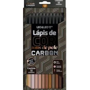 LÁPIS DE COR CARBON 12 CORES TONS DE PELE REDONDO