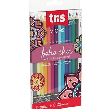 LÁPIS DE COR TRIS VIBES BOHO CHIC 12 CORES + 01 LÁPIS 6B