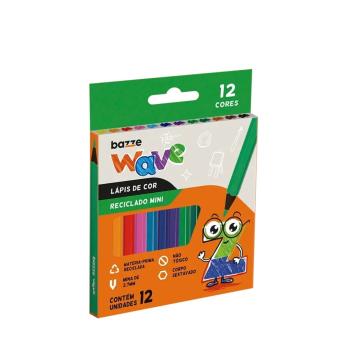 LÁPIS DE COR BAZZE WAVE SEXT MINI REC 12 CORES