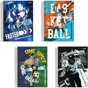CADERNO ESPIRAL UNIV CD 10x1 160FLS - SPORT