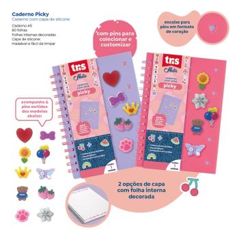 CADERNO PAUTA SILICONE TRIS PICKY+PIN 80FLS