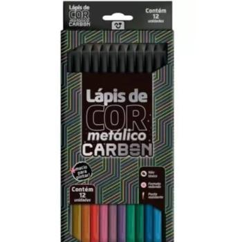 LÁPIS DE COR CARBON 12 CORES METÁLICAS REDONDO