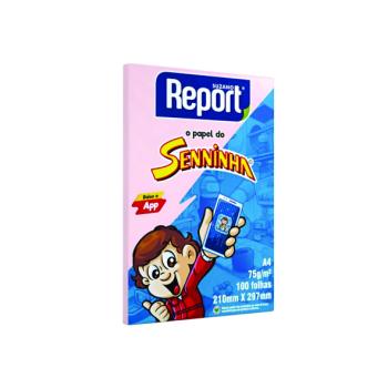 Papel Sulfite Senninha Rosa A4 75g 100fhs - Report
