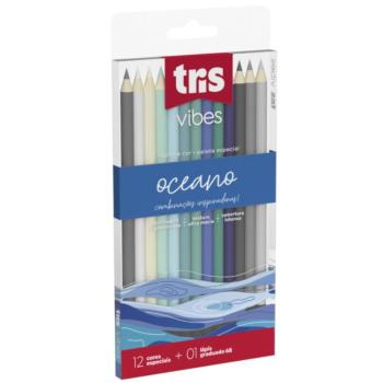 LÁPIS DE COR TRIS VIBES OCEANO 12 CORES + 01 LÁPIS 6B
