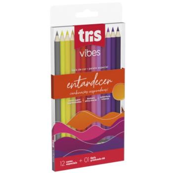 LÁPIS DE COR TRIS VIBES ENTARDECER 12 CORES + 01 LÁPIS 6B