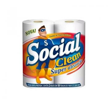PCT PAPEL TOALHA SOCIAL CLEAN C/02 ROLO