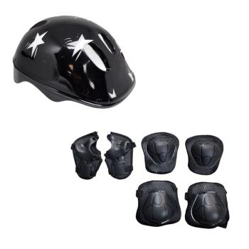 CAPACETE INFANTIL ELEVEN BASIC TAM. ÚNICO PRETO + JOELHEIRA E COTOVELEIRA