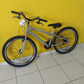 BICICLETA AÇO ARO 24 REBAIXADA COM MARCHA CINZA