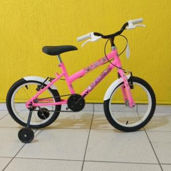 BICICLETA AÇO ARO 16 REBAIXADA ROSA CHICLETE