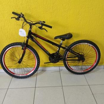 BICICLETA AÇO ARO 24 REBAIXADA COM MARCHA PRETO