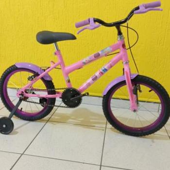 BICICLETA AÇO ARO 16 REBAIXADA ROSA BEBE