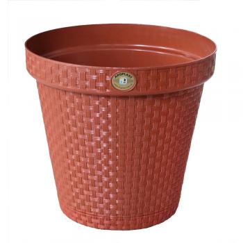 Vaso Plástico Rattan  10L Terra Cota