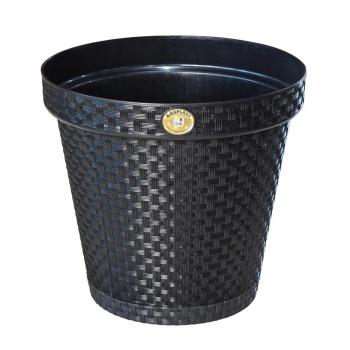Vaso Plástico Rattan  10L Preto