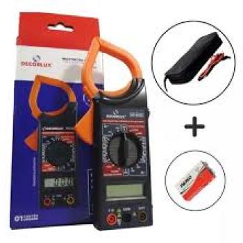 MULTIMETRO DIGITAL, PLASTICO, TIPO ALICATE AMPERIMETRO 1000A 750V, COR PRETO/LARANJA, (CX 1UN)
