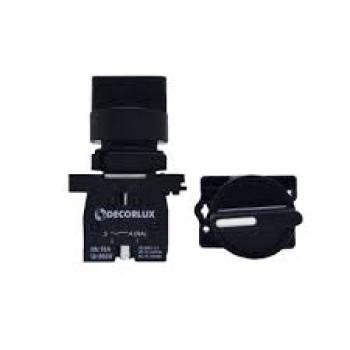 CHAVE SELETORA, KNOB CURTO, PLASTICO, 3 POSICOES COM RETORNO CENTRO 45., 220VAC 5A, 2NA, 22MM, (1UN
