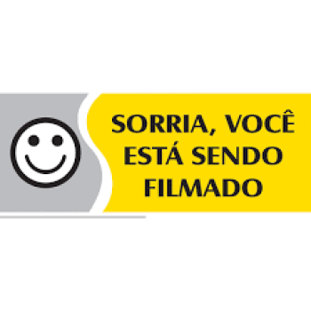 PLACA SORRIA, VOCE ESTA S.FILMADO - PQ - AMARELA - PL EM PS - 20 X 7CM - 1UN
