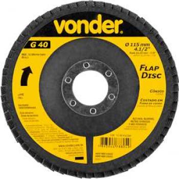 DISCO DE DESBASTE ACAB. CONICO 4.1/2“ G 40(C.FIBRA)VONDERD