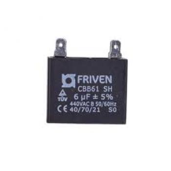 CAPACITOR 6UF 440V CBB61 - PRETO QUADRADO FRIVEN