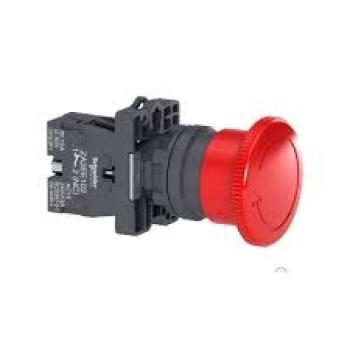 BOTAO BOTOEIRA DE COMANDO, COGUMELHO, TRAVA E GIRO PARA DESTRAVAR, PLASTICO, 220VAC 5A, 1NF, 40MM, COR VERM