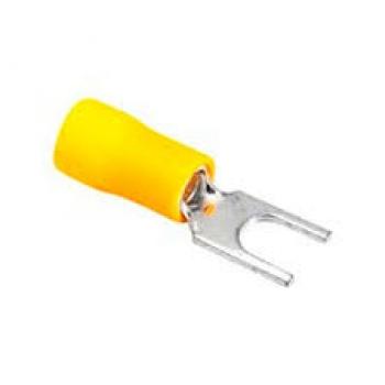TERMINAL, COBRE ESTANHADO, GARFO M5, PRE-ISOL. NYLON, 4,06,0MM2 48A, COR AMARELO, (PCTE 100UN)