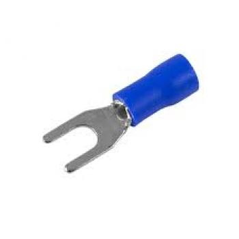 TERMINAL, COBRE ESTANHADO, GARFO M4, PRE-ISOL. NYLON, 1,52,5MM2 27A, COR AZUL, (PCTE 100UN)