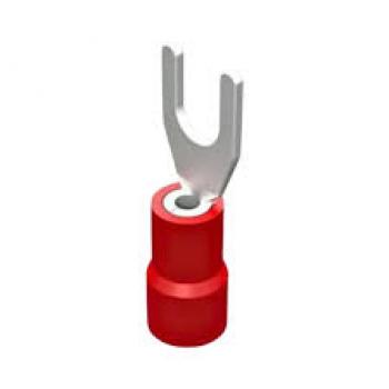 TERMINAL, COBRE ESTANHADO, GARFO M4, PRE-ISOL. NYLON, 0,51,5MM2 9A, COR VERMELHO, (PCTE 100UN)
