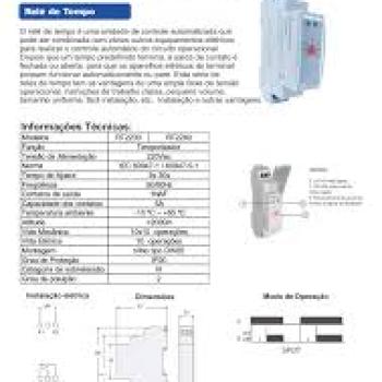 RELE DE TEMPO, TEMPORIZADOR, PLASTICO, 0-60S, 220V-5A, COR BRANCO
