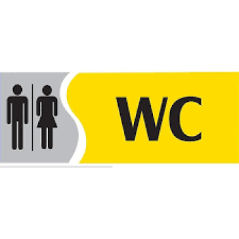 PLACA WC MISTO - PQ - AMARELA - PL EM PS - 20 X 7CM - 1UN