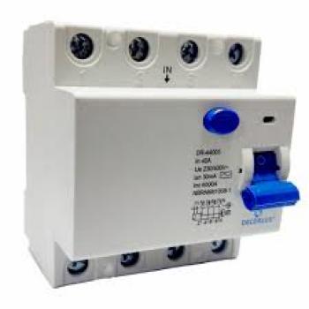 INTERRUPTOR DIFERENCIAL RESIDUAL, PLASTICO, DR 4P 40A 30MA TIPO AC, COR BRANCO, (CX 1UN)