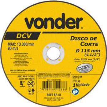 DISCO CORTE 115,0X1,0X22,23 DCV INOX/MET
