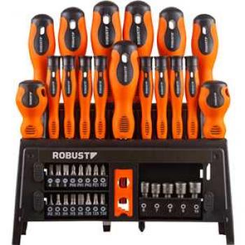 JOGO DE CHAVE FENDA/BITS/SOQUETE C/39PC ROBUS