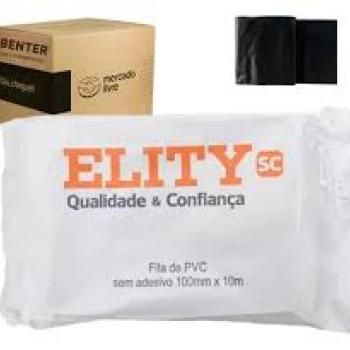 FITA PVC S/ADESIVO 100MM X 10M PRETA ELITY