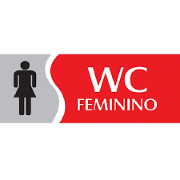 PLACA WC FEMININO - PQ - VERMELHA - PL EM PS - 20 X 7CM - 1UN