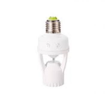 SENSOR DE PRESENCA, PLASTICO, C/ BASE E27 6M 100240V, COR BRANCO, (CX 1UN)