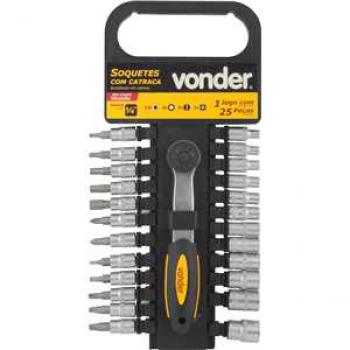 JOGO SOQ ENC 1/4“ COM CATRACA JG 25PC VONDER