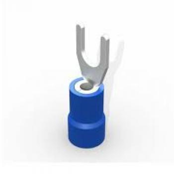 TERMINAL, COBRE ESTANHADO, GARFO M4, PRE-ISOL. NYLON, 1,5-2,5MM2 27A, COR AZUL, (BL 10UN)