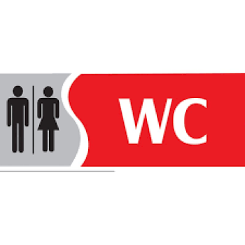 PLACA WC MISTO - PQ - VERMELHA - PL EM PS - 20 X 7CM - 1UN