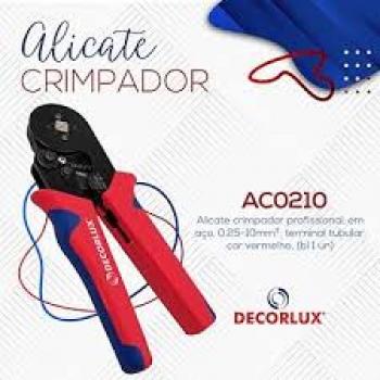 ALICATE CRIMPADOR PROFISSIONAL, EM ACO, TERMINAL TUBULAR 0.25-10MM2, COR VERMELHO, (BL 1UN)