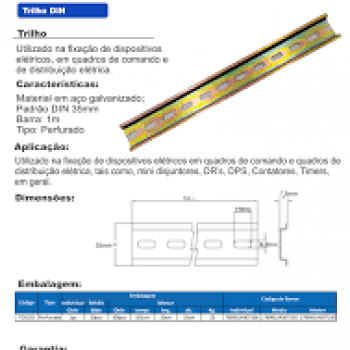 TRILHO, EM ACO, TIPO DIN35 1M, COR GALVANIZADO AMARELO, (1UN)