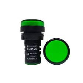 SINALEIRO LED 22MM, 12VAC/VCC, COR VERDE, (CX 1UN)