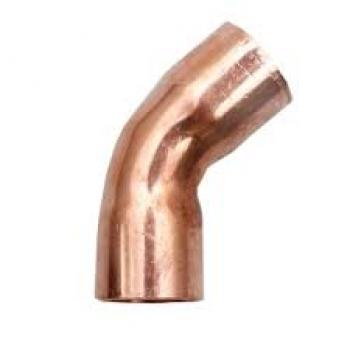 CURVA LONGA COBRE 1/2“ 45º PAREDE 0,66MM JOTECK