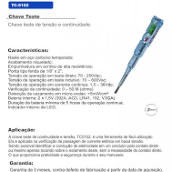 CHAVE TESTE DE CONTINUIDADE E TENSAO, ACRILICO, 140MM, COR AZUL, (1UN)