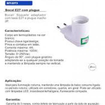 BOCAL BASE E27, PLASTICO, C/ PLUGUE DE 90GRAUS, 4A/0250V, COR BRANCO, (BL 1UN)