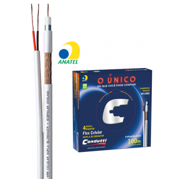 Cabo Coaxial Para Cftv Hibrido 4mm 100m Branco Condutti