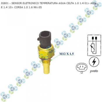 SENSOR TEMPERATURA FIAT PALIO GM CELTA 1.0 1.4 01> AGILE 1.4 10> CORSA 1.0 1.6 96>05 ELETRONICO SIMILAR: MTE4050 SIMIALR: IG801 SIMILAR: MARF9050 SIMILAR: 44050