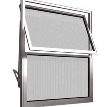 BASCULANTE ALUMINIO VIDRO CANELADO 40X40 NATURAL QUALITY