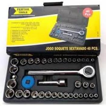 JOGO SOQUETE SEXTAVADO 40PÇS FERTAK.