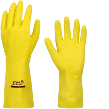 LUVA LATEX NATURAL FLOCADA 7 P AMARELA   VOLK