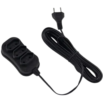 EXTENSÃO ELETRICA 3M PARAL 2P PRETA ILUMI