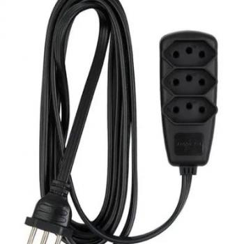 EXTENSÃO DANEVA SORT CABO PP 2P+T 3X0,75MM 5M PRETA 3 TOM